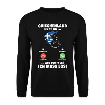 Griechenland Telefon Rhodos Urlaub Kreta Reise - Unisex Pullover - Schwarz - Vorne - Alina (178cm) & Michal (187cm)