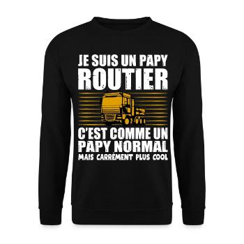 idee cadeau papy pour un papy routier - Sweat-shirt Unisexe - noir - Devant - Alina (178cm) & Michal (187cm)