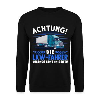 LKW-Fahrer Legende Lastwagen Spedition LKW - Unisex Pullover - Schwarz - Vorne - Alina (178cm) & Michal (187cm)