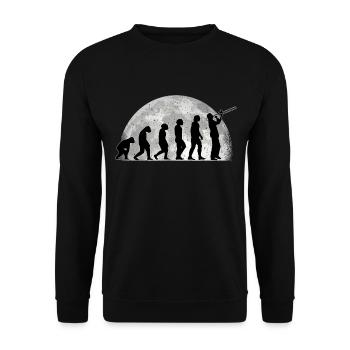 Posaunist Evolution Mond Posaune Posaunenspieler - Unisex Pullover - Schwarz - Vorne - Alina (178cm) & Michal (187cm)
