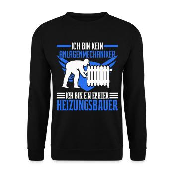 Heizungsbauer Heizungsbau Anlagenmechaniker - Unisex Pullover - Schwarz - Vorne - Alina (178cm) & Michal (187cm)