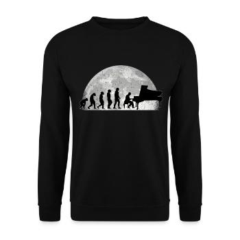 Pianist Evolution Mond Piano Klavier Geschenk - Unisex Pullover - Schwarz - Vorne - Alina (178cm) & Michal (187cm)