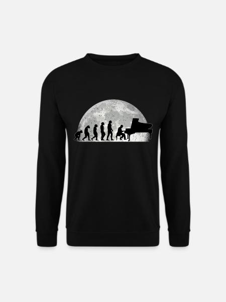 Pianist Evolution Mond Piano Klavier Geschenk - Unisex Pullover - Schwarz