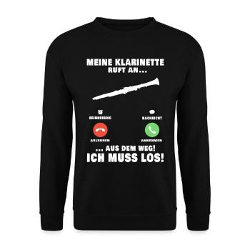 Meine Klarinette ruft an Musiker Klarinettist - Unisex Pullover - Schwarz - Vorne - Alina (178cm) & Michal (187cm)