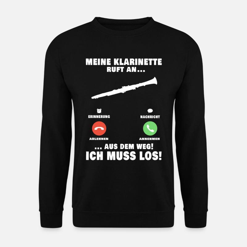 Meine Klarinette ruft an Musiker Klarinettist - Unisex Pullover - Schwarz