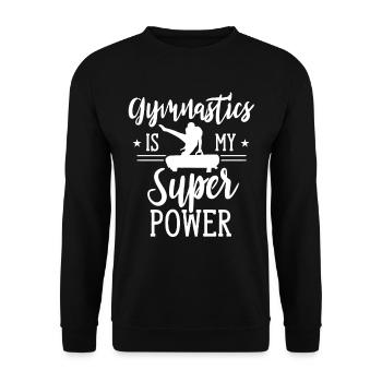 Gymnastik Ist Meine Superkraft Gymnast Akrobat - Unisex Pullover - Schwarz - Vorne - Alina (178cm) & Michal (187cm)