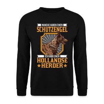 Hollandse Herder Spruch Holländischer Schäferhund - Unisex Pullover - Schwarz - Vorne - Alina (178cm) & Michal (187cm)