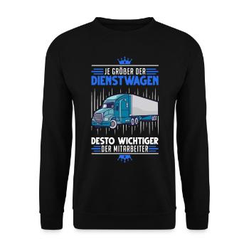 LKW-Fahrer Dienstwagen Lastwagen Spedition LKW - Unisex Pullover - Schwarz - Vorne - Alina (178cm) & Michal (187cm)