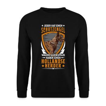 Hollandse Herder Spruch Holländischer Schäferhund - Unisex Pullover - Schwarz - Vorne - Alina (178cm) & Michal (187cm)