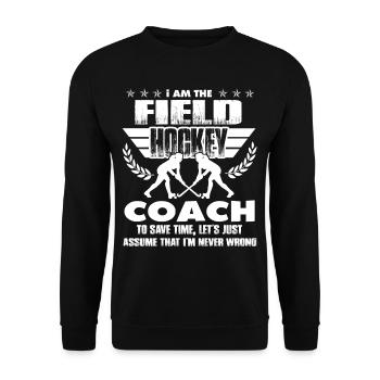Hockey sur gazon Je suis l’entraîneur de hockey sur gazon - Sweat-shirt Unisexe - noir - Devant - Alina (178cm) & Michal (187cm)