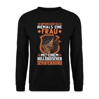 Hollandse Herder Frau Holländischer Schäferhund - Unisex Pullover - Schwarz - Vorne - Alina (178cm) & Michal (187cm)
