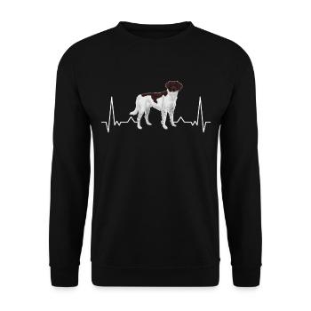 Small Münsterländer heartbeat dog hunting dog - Unisex Sweatshirt - black - Front - Alina (178cm) & Michal (187cm)