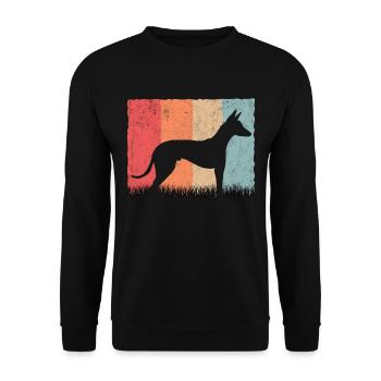 Podenco Retro Ibizan Hound Lévrier Vintage - Sweat-shirt Unisexe - noir - Devant - Alina (178cm) & Michal (187cm)