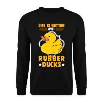Life is better with Rubber Ducks Rubber Duck - Unisex Sweatshirt - black - Front - Alina (178cm) & Michal (187cm)