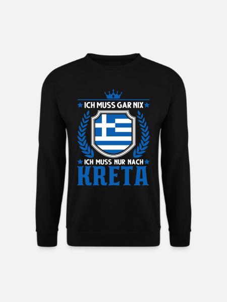 Ich muss gar nix Ich muss nur nach Kreta Urlaub - Unisex Pullover - Schwarz