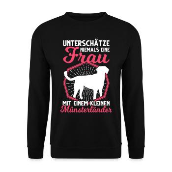Kleiner Münsterländer Besitzerin Frau - Unisex Pullover - Schwarz - Vorne - Alina (178cm) & Michal (187cm)