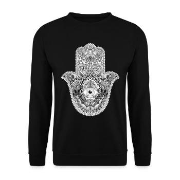 Hamsa Hand Talisman symbol of happiness and love - Unisex Sweatshirt - black - Front - Alina (178cm) & Michal (187cm)