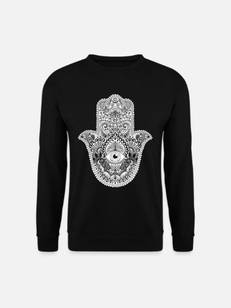 Hamsa Hand Talisman Symbol für Glück und Liebe - Unisex Pullover - Schwarz