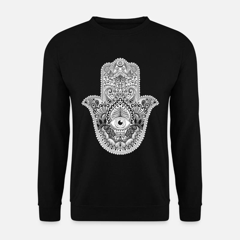 Hamsa Hand Talisman Symbol für Glück und Liebe - Unisex Pullover - Schwarz