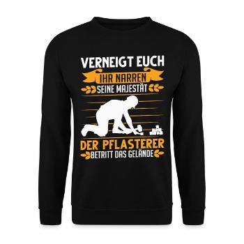 Pflasterer Majestät Steinsetzer Pflastersetzer - Unisex Pullover - Schwarz - Vorne - Alina (178cm) & Michal (187cm)