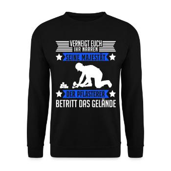 Pflasterer Majestät Steinsetzer Pflastersetzer - Unisex Pullover - Schwarz - Vorne - Alina (178cm) & Michal (187cm)