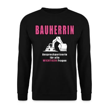 Bauherrin - Unisex Pullover - Schwarz - Vorne - Alina (178cm) & Michal (187cm)