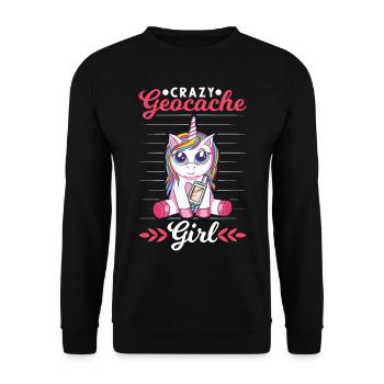 Crazy Geocache Girl Geocacher Geocaching - Unisex Sweatshirt - black - Front - Alina (178cm) & Michal (187cm)
