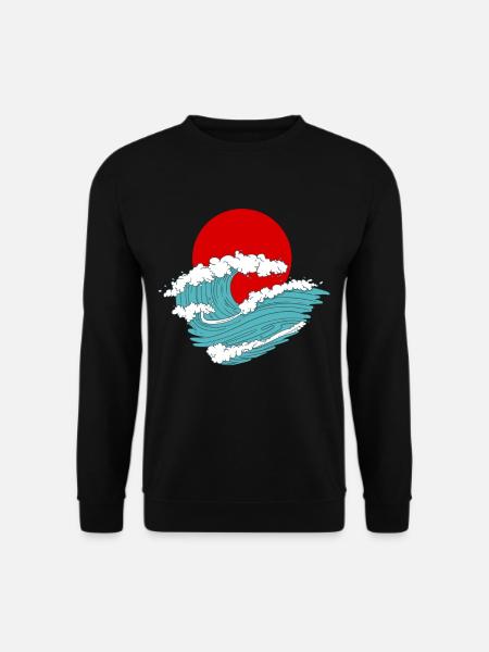 Japanische Welle Asiatische retro Tattoo Kunst - Unisex Pullover - Schwarz