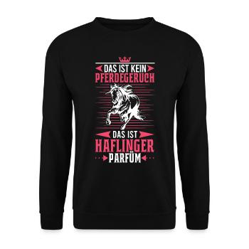 Haflinger Pferd Parfüm Reiterin Pferdemädchen - Unisex Pullover - Schwarz - Vorne - Alina (178cm) & Michal (187cm)