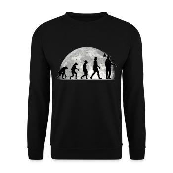 Ramonage Evolution Lune Cheminée Ramoneur Cheminée - Sweat-shirt Unisexe - noir - Devant - Alina (178cm) & Michal (187cm)