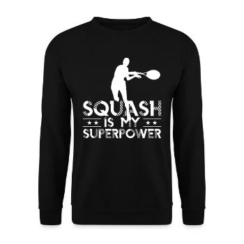Squash Ist Meine Superkraft Team Squashspieler - Unisex Pullover - Schwarz - Vorne - Alina (178cm) & Michal (187cm)