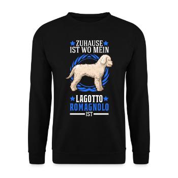 Zuhause ist wo mein Lagotto Romagnolo ist Lagotti - Unisex Pullover - Schwarz - Vorne - Alina (178cm) & Michal (187cm)