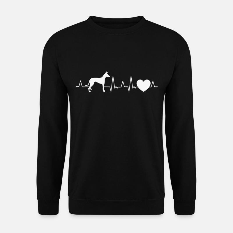 Podenco Herzschlag Windhund Ibizan Hound Geschenk - Unisex Pullover - Schwarz