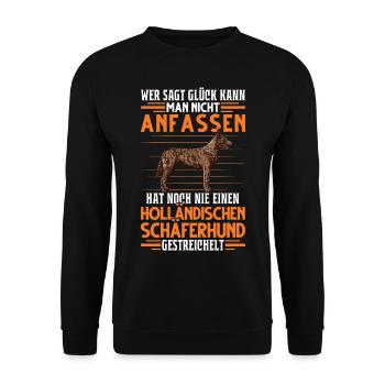 Hollandse Herder Glück Holländischer Schäferhund - Unisex Pullover - Schwarz - Vorne - Alina (178cm) & Michal (187cm)