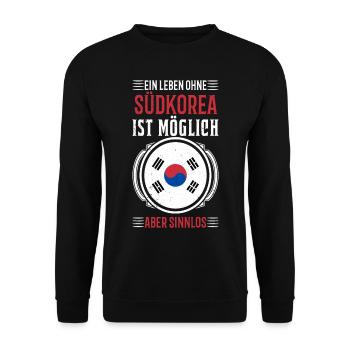 Südkorea Koranische Flagge Korea Souel Geschenk - Unisex Pullover - Schwarz - Vorne - Alina (178cm) & Michal (187cm)