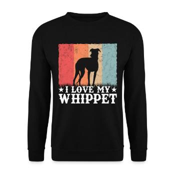 J'aime mon chien Whippet Greyhound Retro - Sweat-shirt Unisexe - noir - Devant - Alina (178cm) & Michal (187cm)