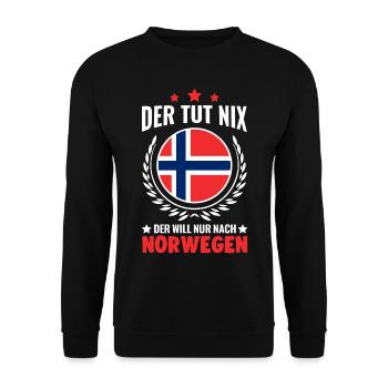 Der tut nix Der will nur nach Norwegen - Unisex Pullover - Schwarz - Vorne - Alina (178cm) & Michal (187cm)