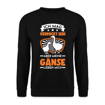 Gänse Züchter Gans Gänsezüchter Geschenk - Unisex Pullover - Schwarz - Vorne - Alina (178cm) & Michal (187cm)