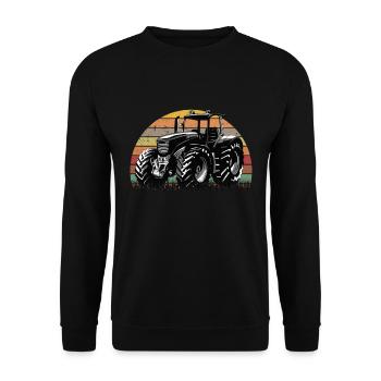Traktor Vintage Traktorfahrer Landwirt Bauer - Unisex Pullover - Schwarz - Vorne - Alina (178cm) & Michal (187cm)