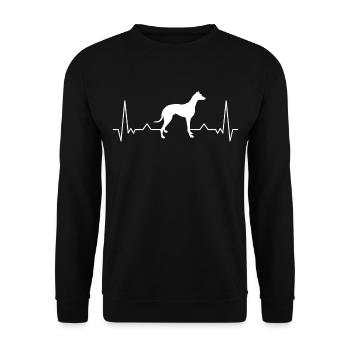 Greyhound Herzschlag Britischer Windhund Besitzer - Unisex Pullover - Schwarz - Vorne - Alina (178cm) & Michal (187cm)