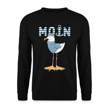 Möwe Moin Norddeutsch cooles Fischer Geschenk - Unisex Pullover - Schwarz - Vorne - Alina (178cm) & Michal (187cm)