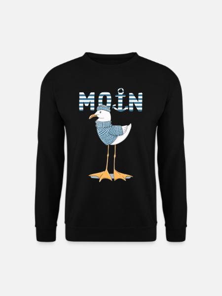 Möwe Moin Norddeutsch cooles Fischer Geschenk - Unisex Pullover - Schwarz