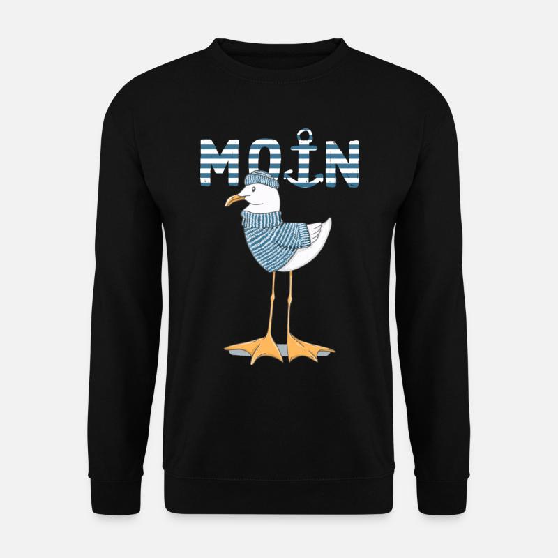 Möwe Moin Norddeutsch cooles Fischer Geschenk - Unisex Pullover - Schwarz