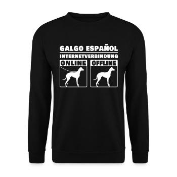 Galgo Español Internet Spanischer Windhund - Unisex Pullover - Schwarz - Vorne - Alina (178cm) & Michal (187cm)