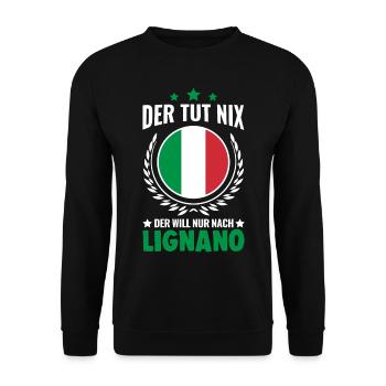 Der tut nix Der will nur nach Lignano Italien - Unisex Pullover - Schwarz - Vorne - Alina (178cm) & Michal (187cm)