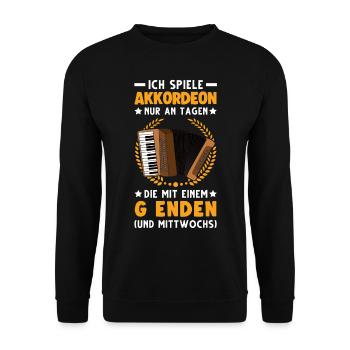 Akkordeon Spruch Ziehharmonika Akkordeonist - Unisex Pullover - Schwarz - Vorne - Alina (178cm) & Michal (187cm)