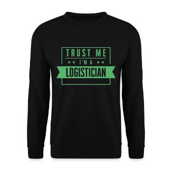 Vertrau mir ich bin Logistiker Logistik Spedition - Unisex Pullover - Schwarz - Vorne - Alina (178cm) & Michal (187cm)