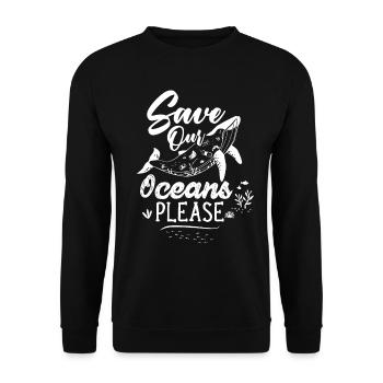 Sauvez Nos océans S’il vous plaît sauver les animaux - Sweat-shirt Unisexe - noir - Devant - Alina (178cm) & Michal (187cm)