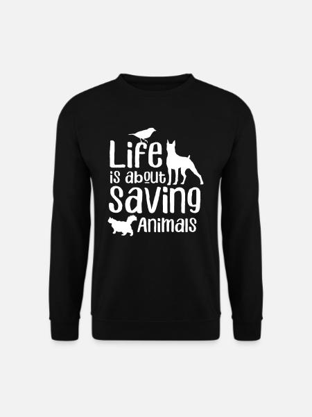 Im Leben Geht Es Darum Tiere Zu Retten Tierretter - Unisex Pullover - Schwarz
