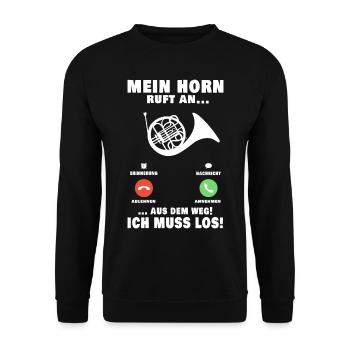 Hornist Telefon Horn Waldhorn Anruf Musiker - Unisex Pullover - Schwarz - Vorne - Alina (178cm) & Michal (187cm)